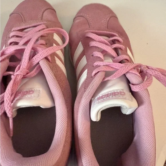Adidas Women's Suede Pink and White Sneakers - Picture 4 of 6